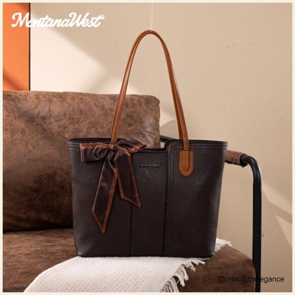 Medium Vegan Leather Tote Bag Top Handle Satchel Work Purse - Picture 6 of 7